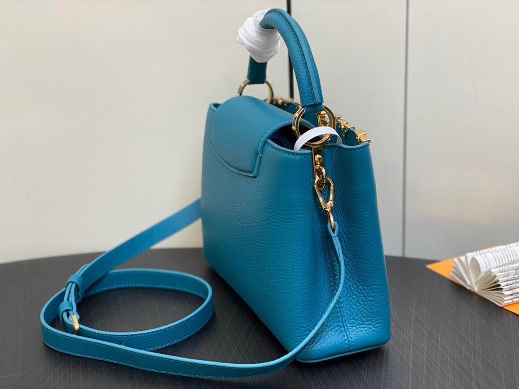 LOUIS VUITTON CAPUCINES BB 27 BLUE TAURILLON GOLD  HARDWARE