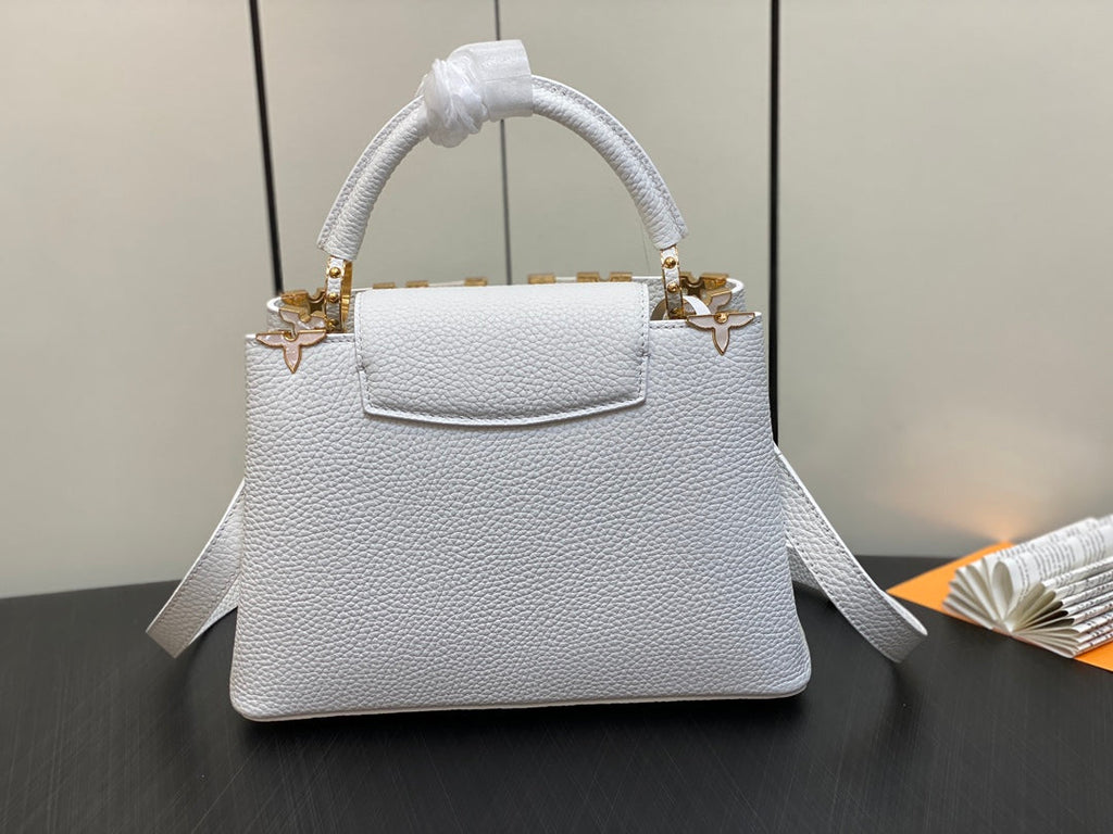 LOUIS VUITTON CAPUCINES BB 27 WHITE TAURILLON GOLD HARDWARE