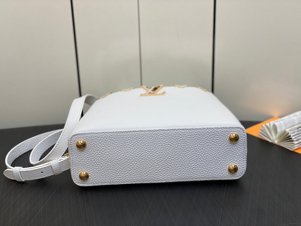 LOUIS VUITTON CAPUCINES BB 27 WHITE TAURILLON GOLD HARDWARE