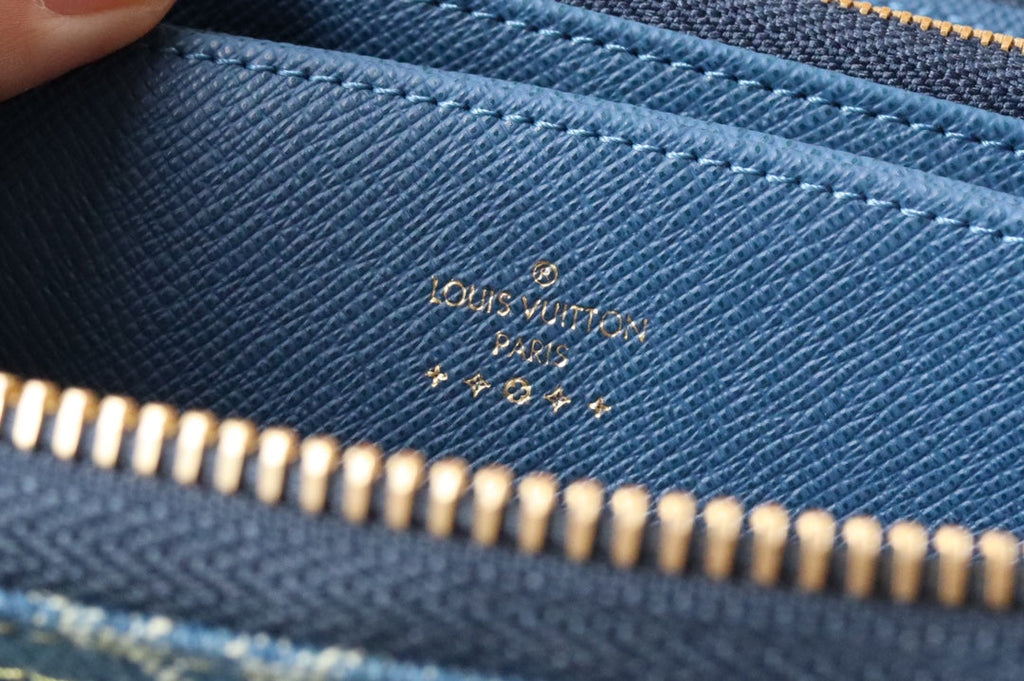 LOUIS VUITTON LV MONOGRAM DENIM LEATHER 19CM LONG WALLET
