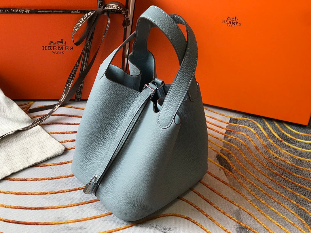 HERMES picotin lock 22 stone blue togo shw