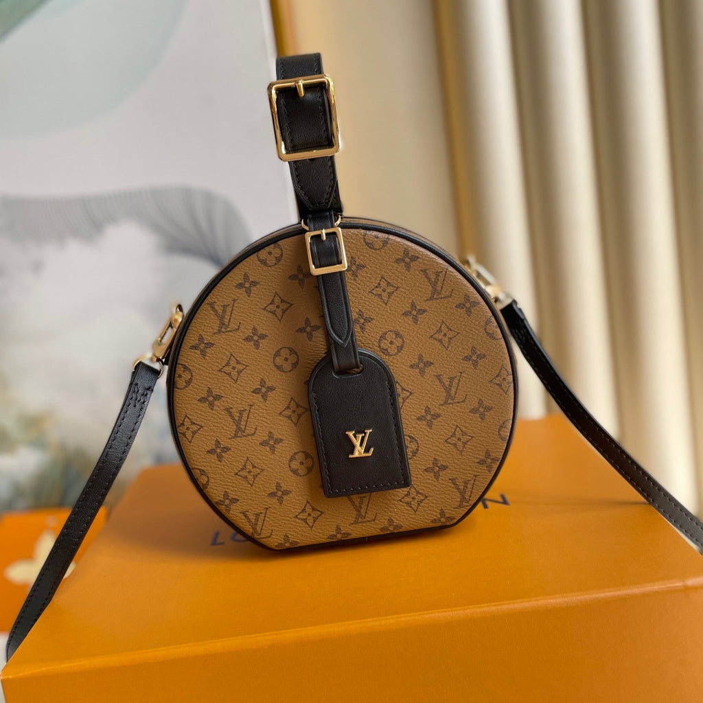 LOUIS VUITTON LV 25S PETITE BOITE CHAPEAU 17 IN BLACK MONOGRAM REVERSE CALFSKIN