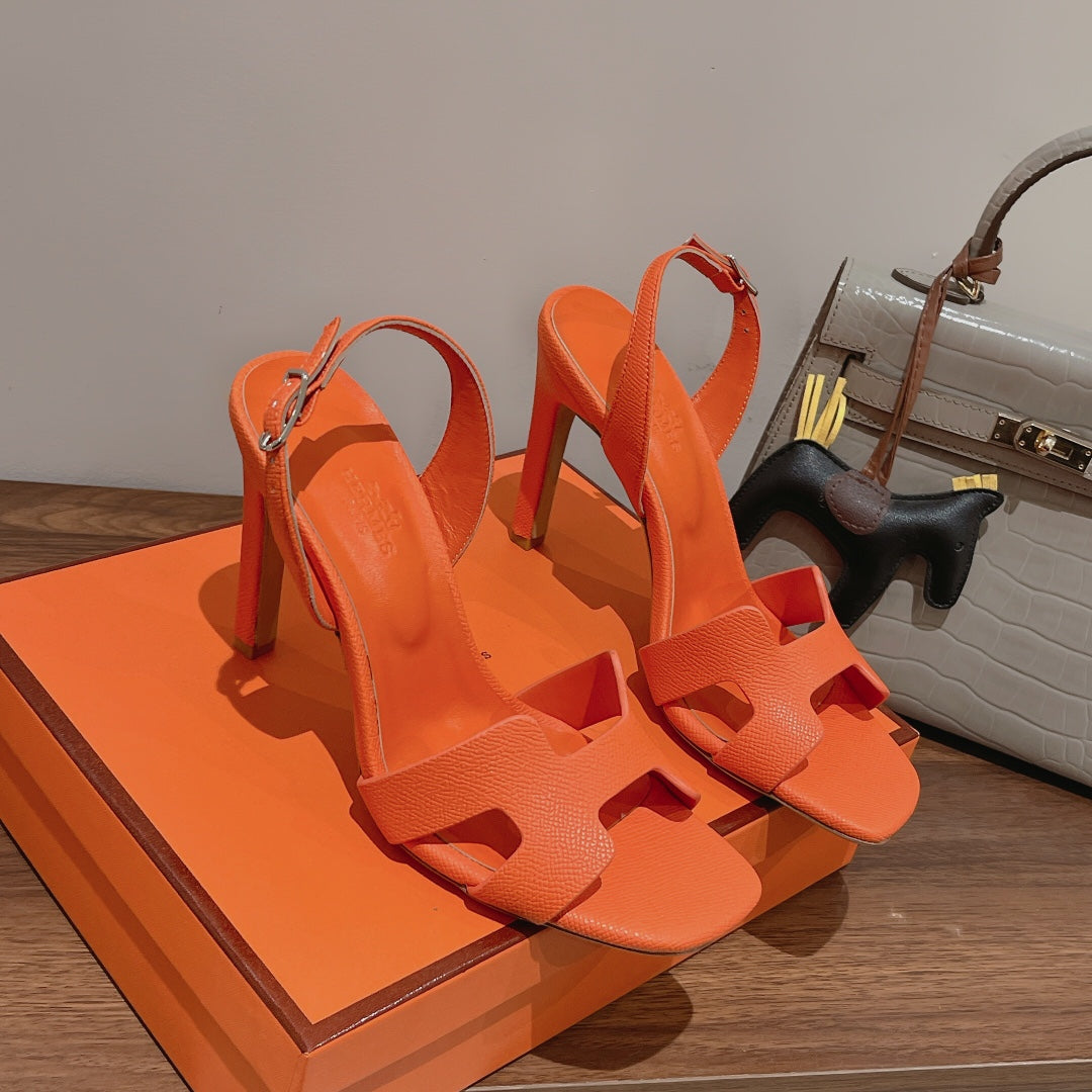 HERMES SLINGBACK SANDAL ETERNITE 105 ORANGE LAMBSKIN