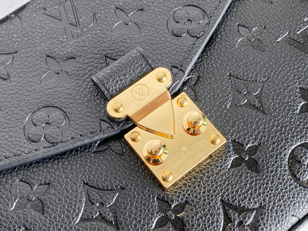 LOUIS VUITTON LV 25S POCHETTE METIS 25 IN BLACK MONOGRAM COATED CANVAS GOLD HARDWARE