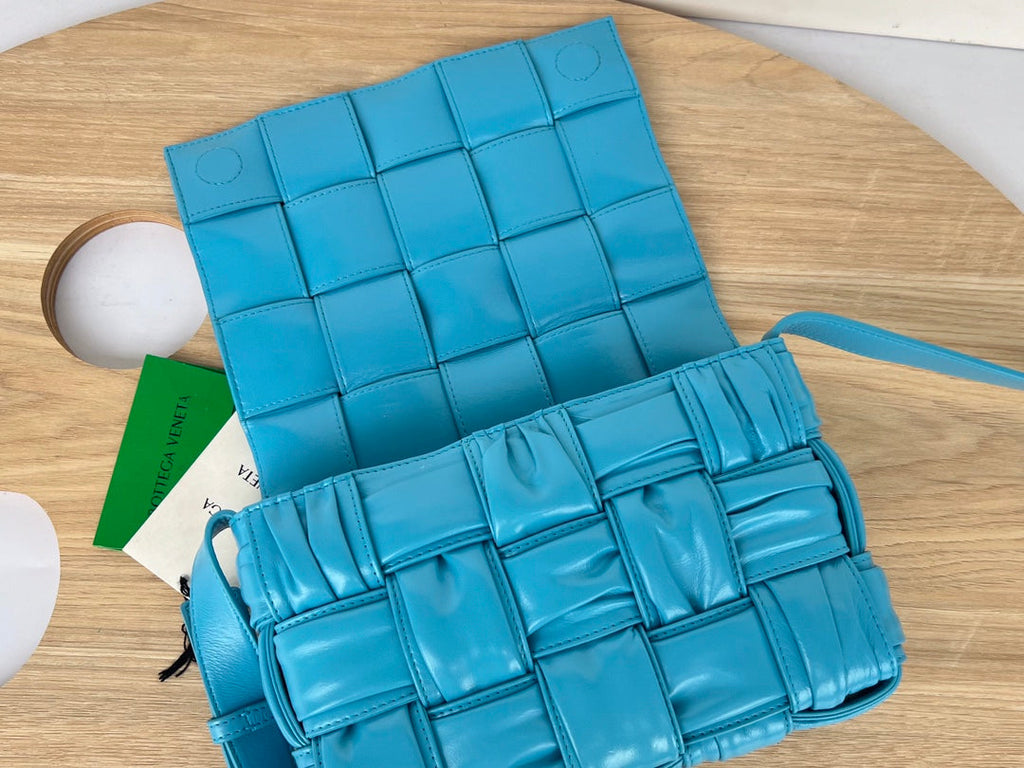 BOTTEGA VENETA CASSETTE 28 IN SKY BLUE SOFT LAMBSKIN