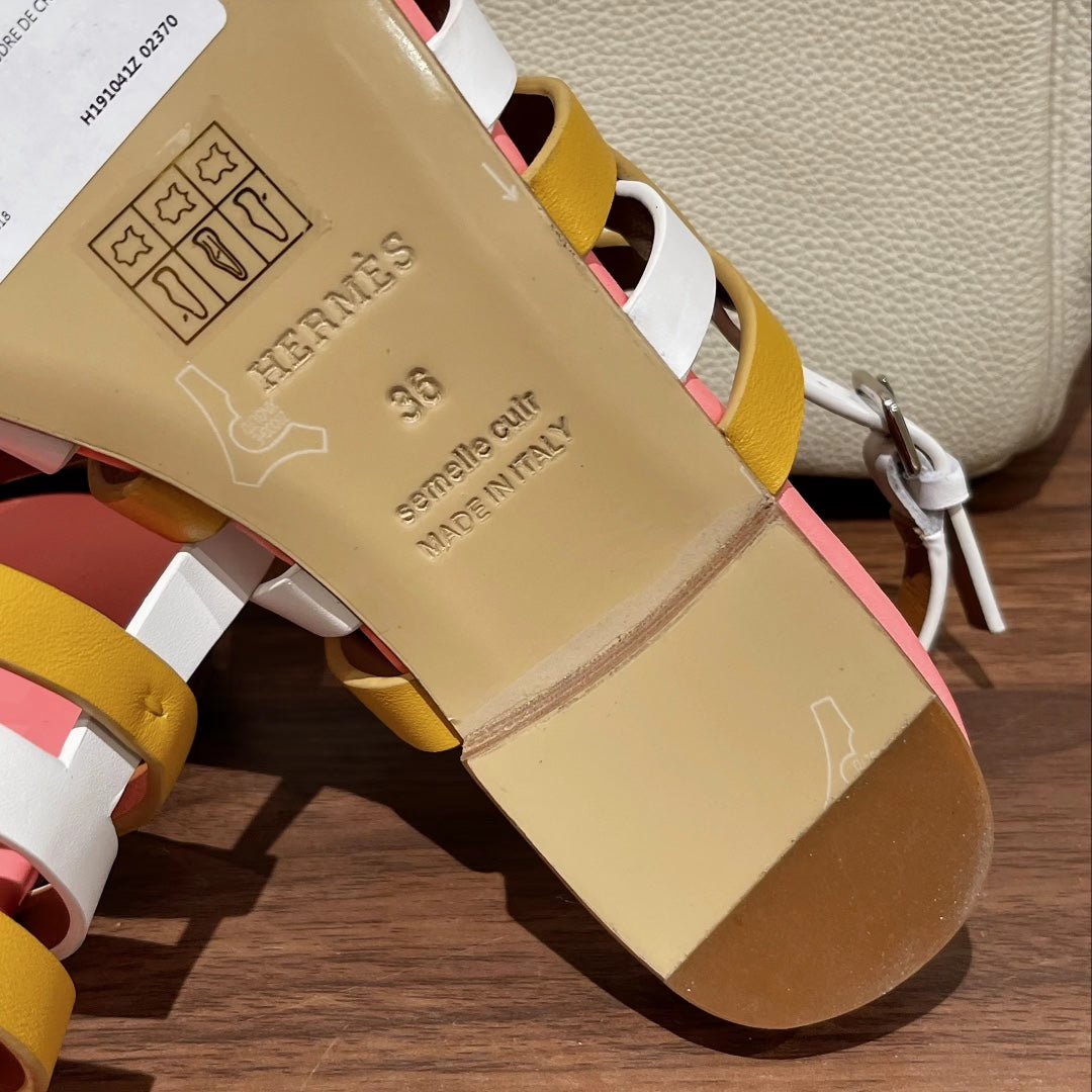 HERMES EPHESE SANDAL MULTI-COLOR CALFSKIN