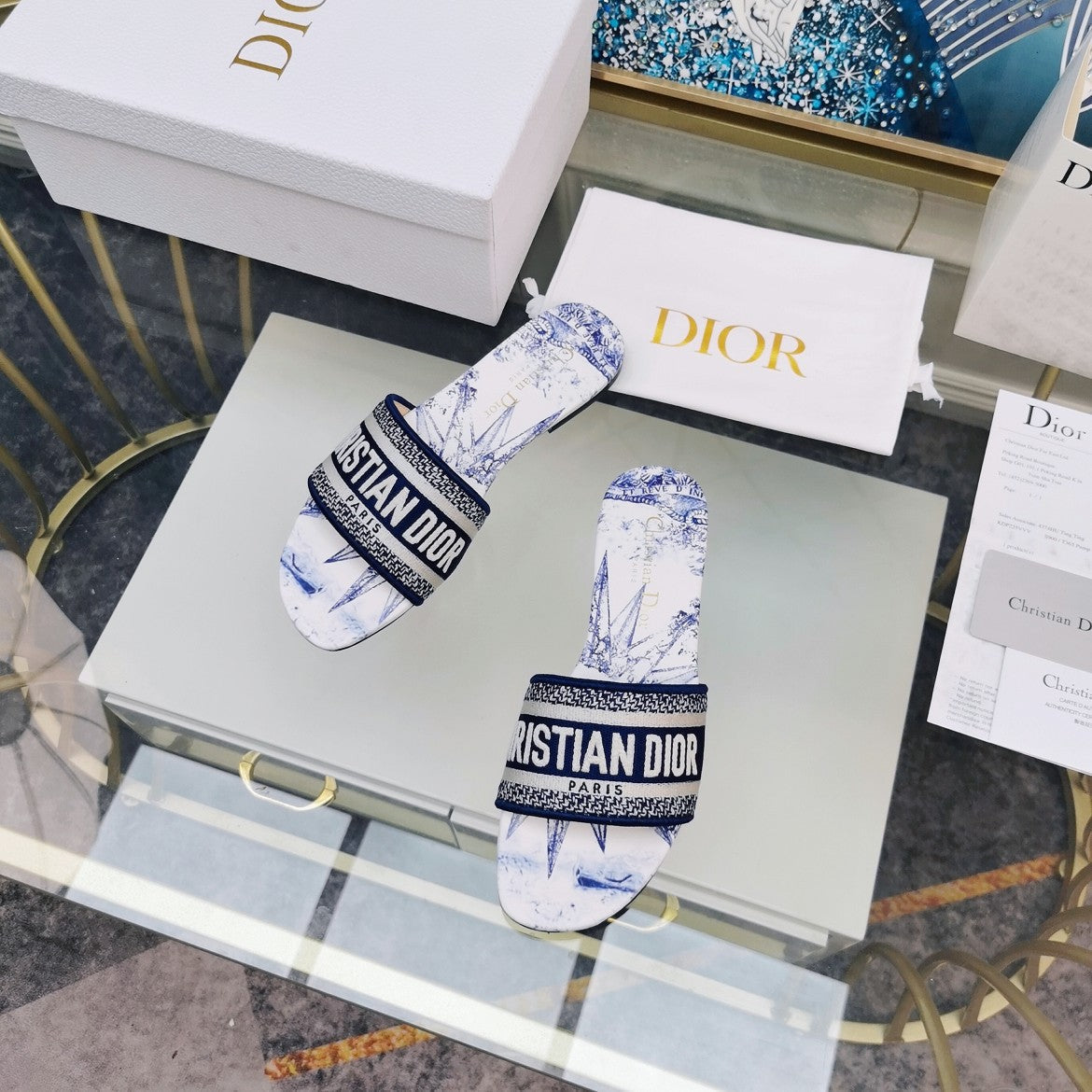 DIOR CD Mule Dway Slide 10mm Multi-motifs Style 78