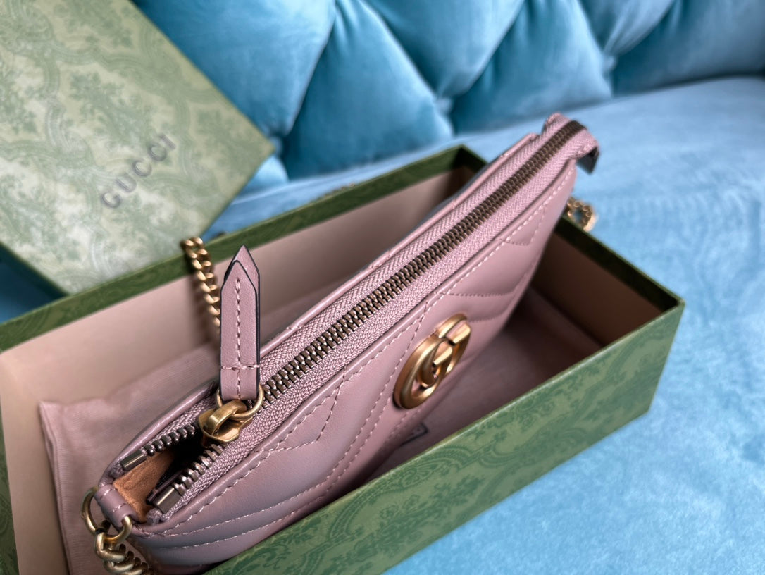 GUCCI MARMONT MINI 22 HANDBAG IN LIGHT PURPLE CALFSKIN