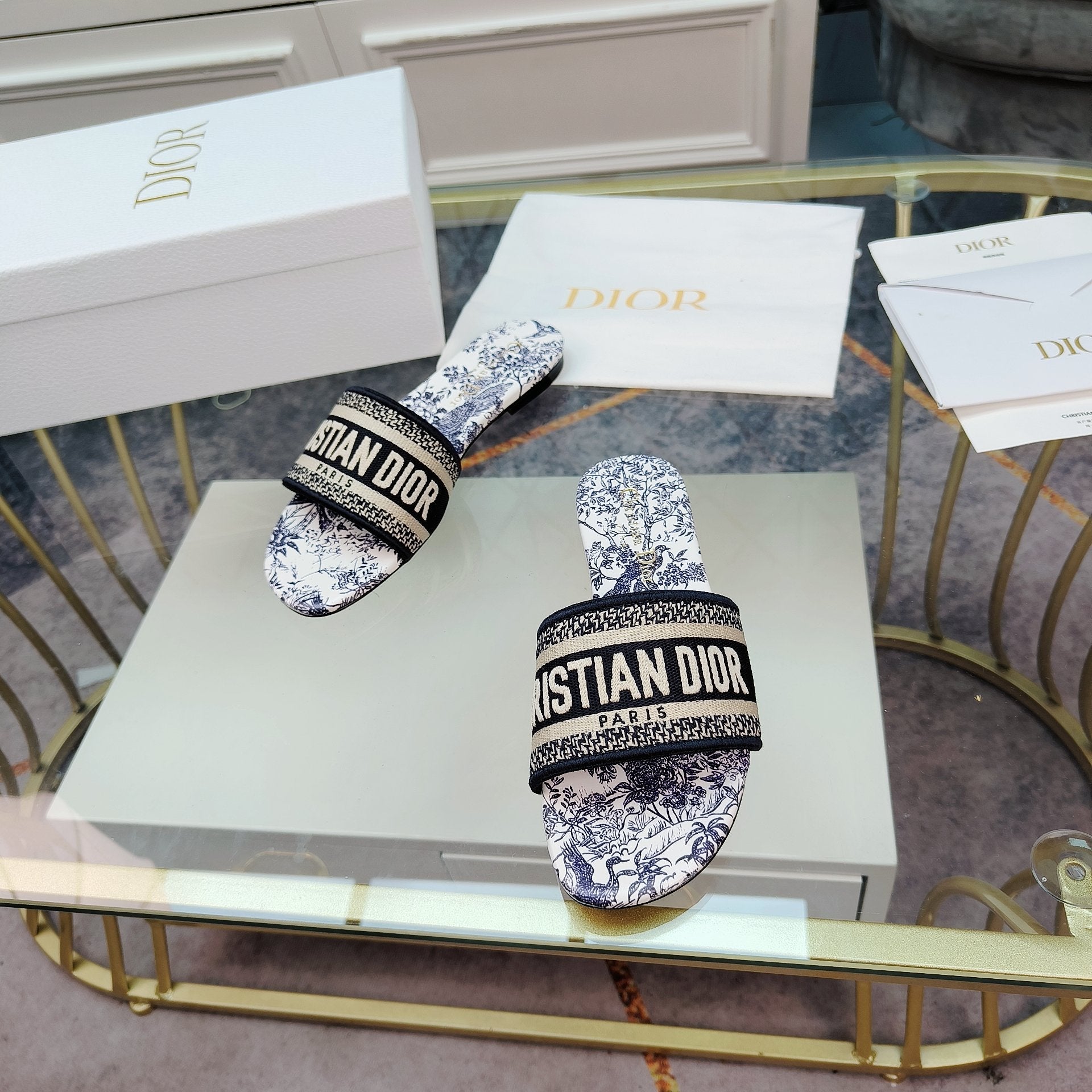 DIOR CD Mule Dway Slide 10mm Multi-motifs Style 11
