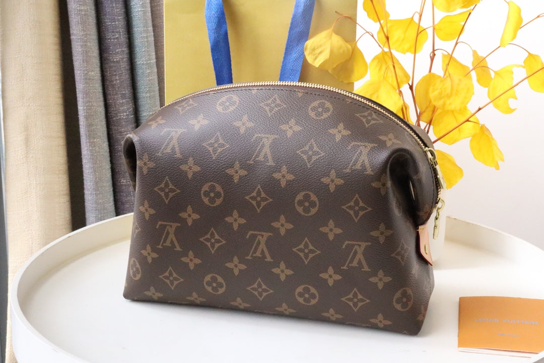 LOUIS VUITTON COSMETIC BAG 27 IN BROWN MONOGRAM COATED CANVAS