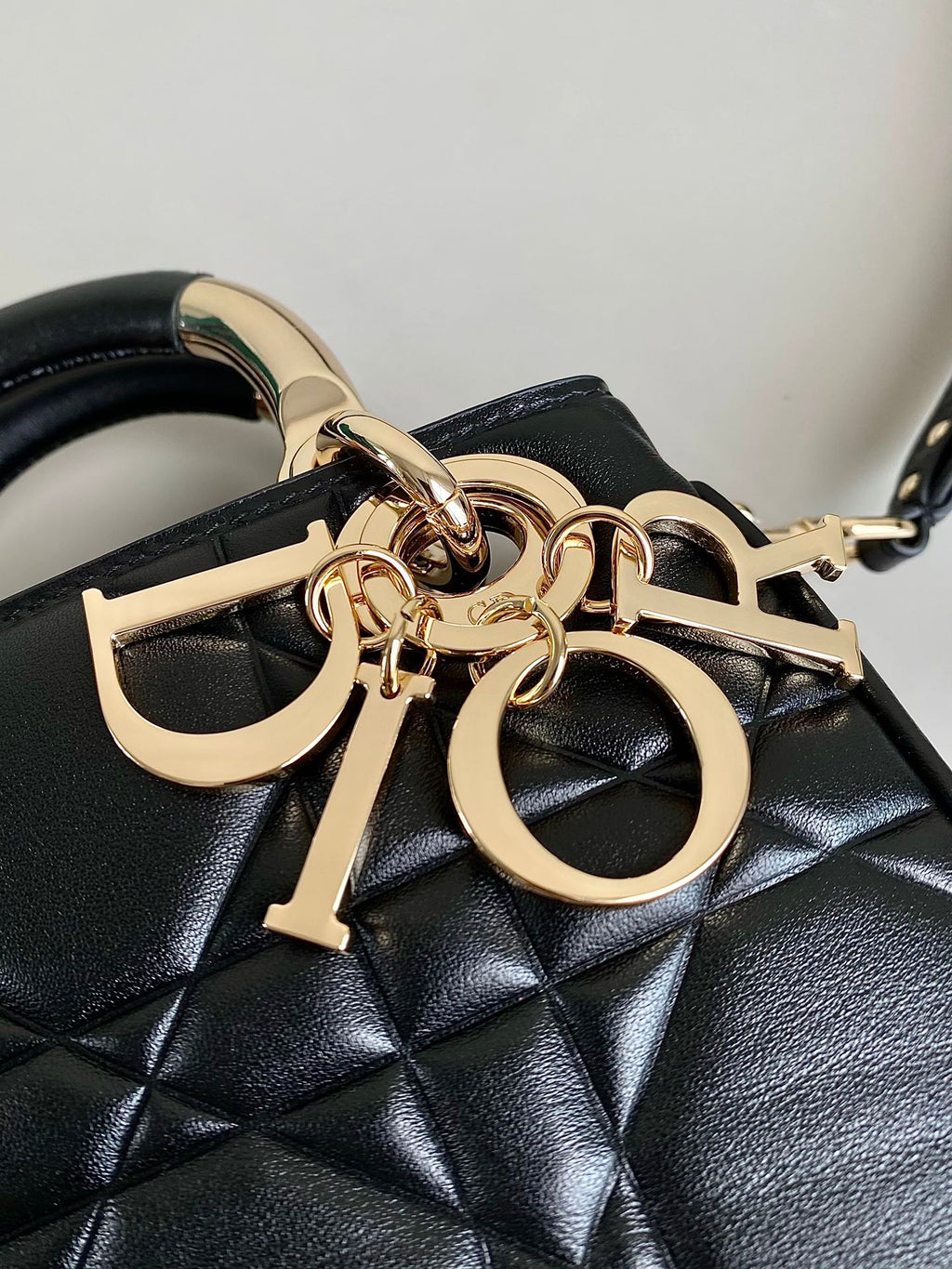 DIOR MINI LADY 19 BAG IN BLACK LAMBSKIN