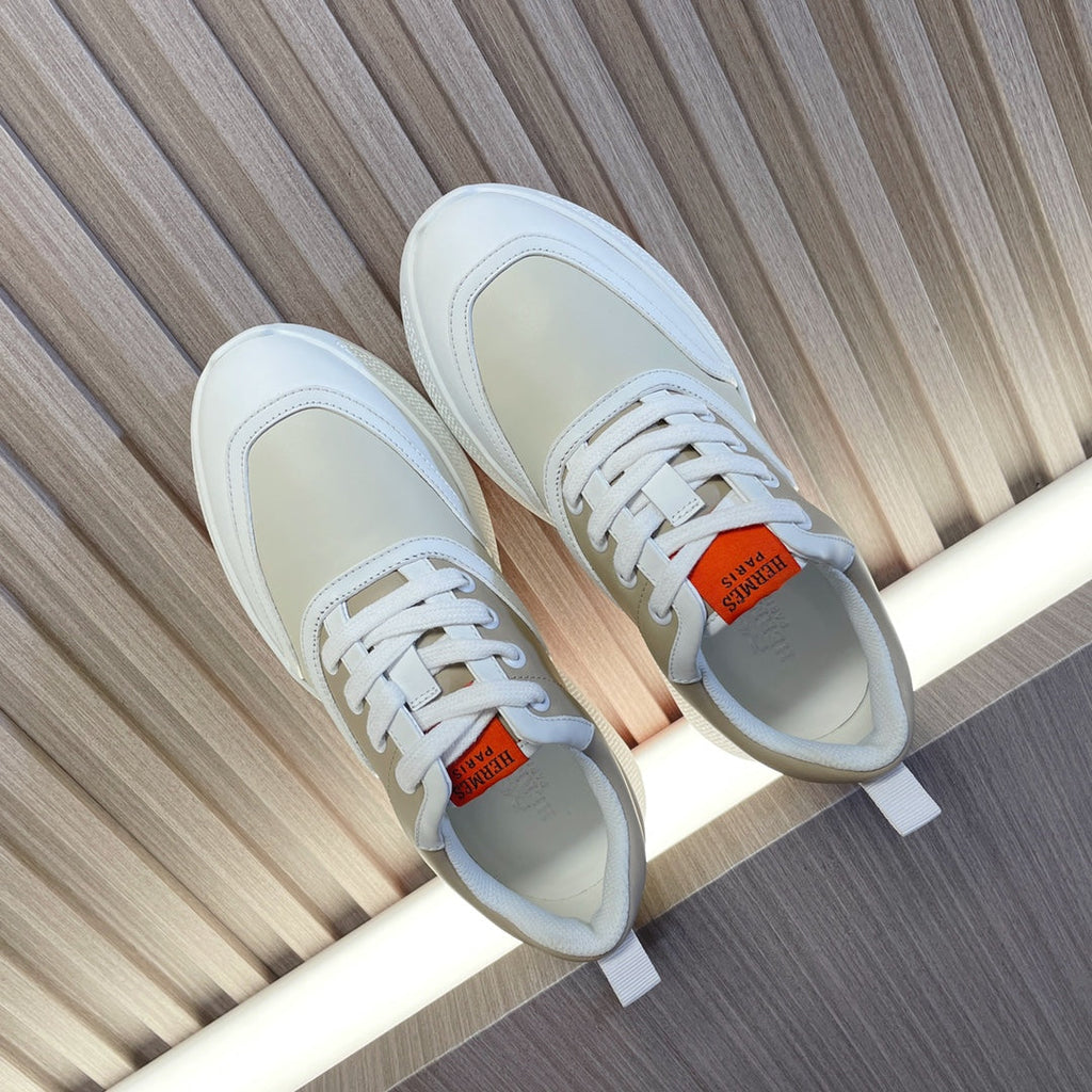HERMES GIGA SNEAKER BEIGE MIX WHITE CALFSKIN