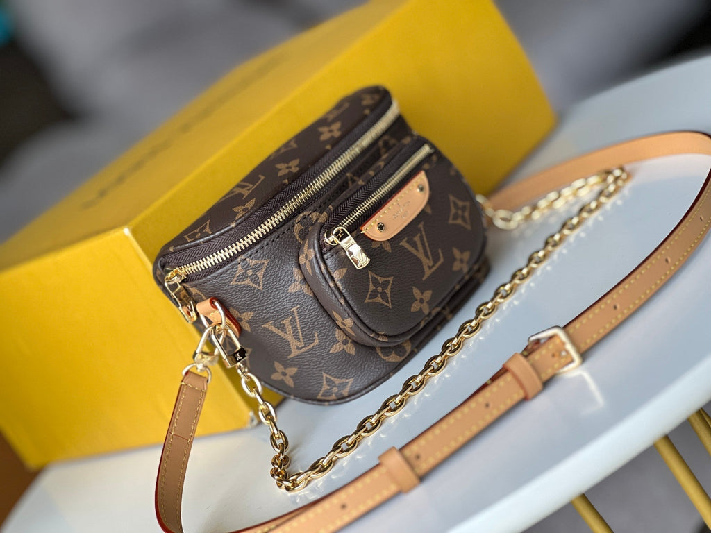 LOUIS VUITTON LV 25S MINI BUMBAG 17 IN BROWN MONOGRAM CALFSKIN GOLD HARDWARE