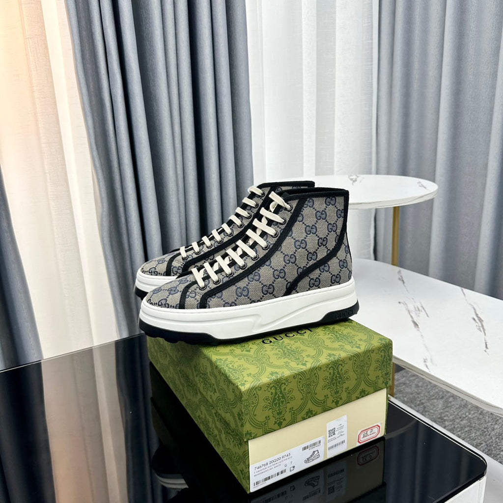 GUCCI HIGH TOP SNEAKER FLATFORM LEAD CANVAS