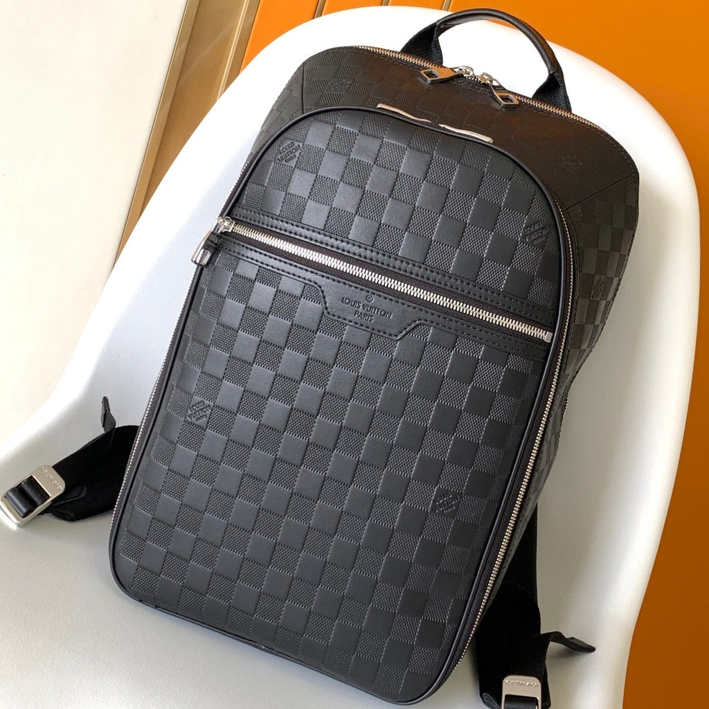 LOUIS VUITTON LV 25S MICHAEL BACKPACK 42 IN EMBOSSED DAMIER INFINI BLACK CALFSKIN