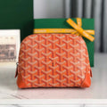 VENDÔME COSMETIC POUCH 17 IN ORANGE GOYARDINE CANVAS AND CALFSKIN TRIM