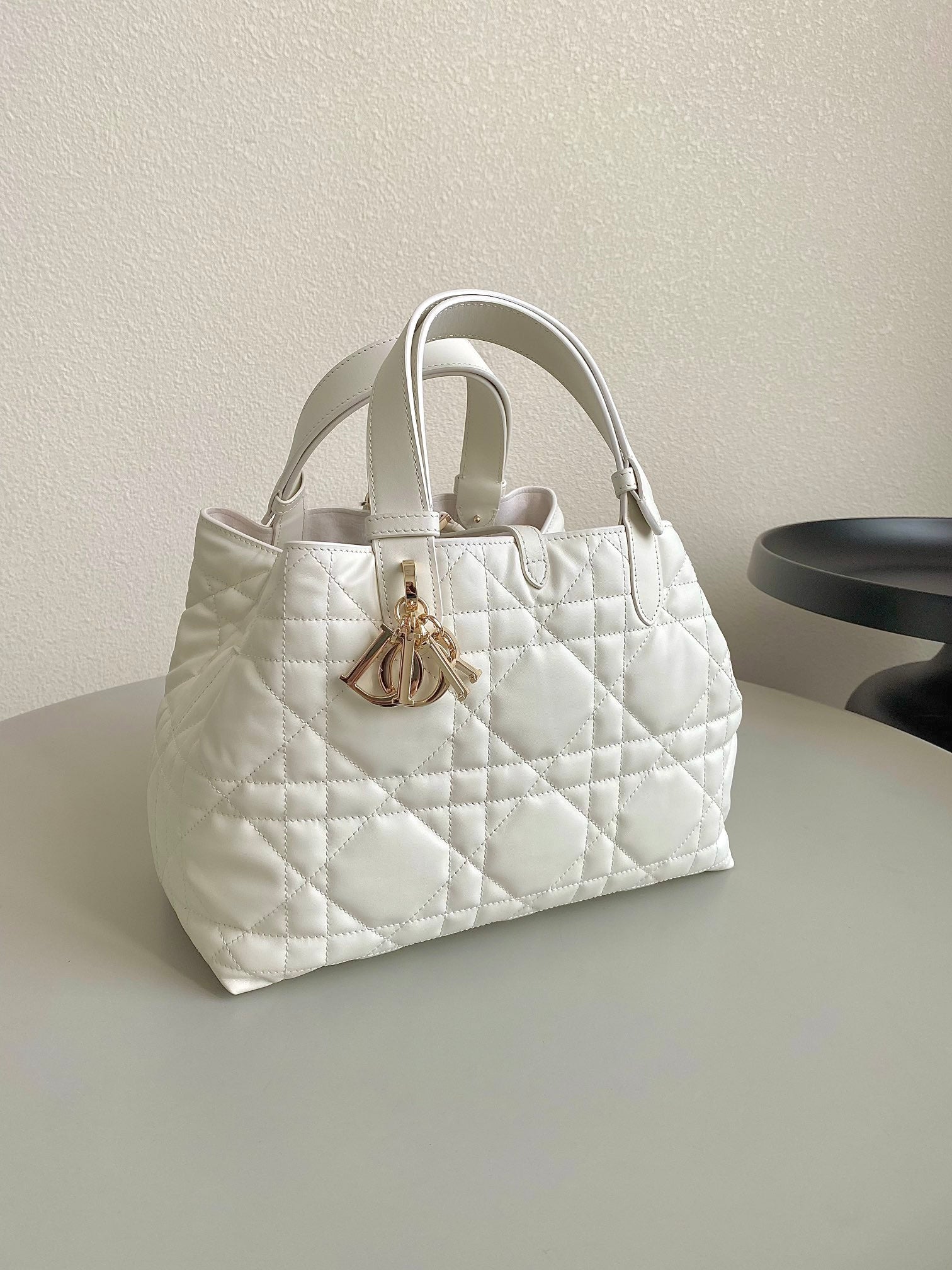 DIOR TOUJOURS 28 BAG IN MILK WHITE LAMBSKIN