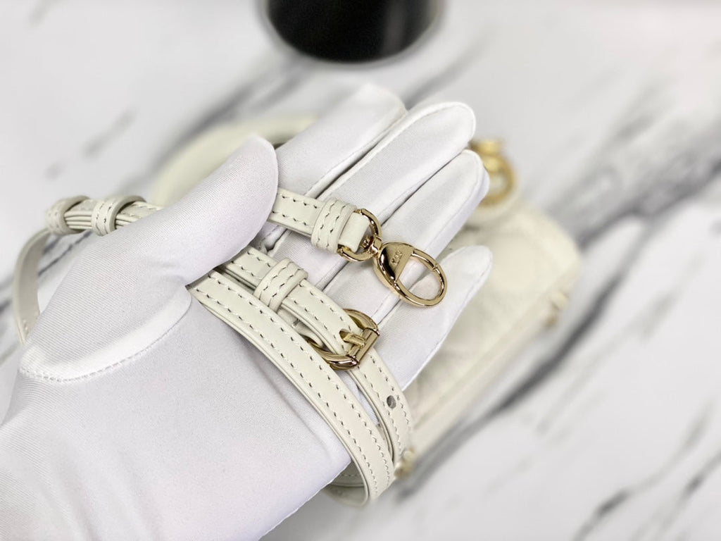 DIOR MICRO LADY 12 BAG IN WHITE LAMBSKIN