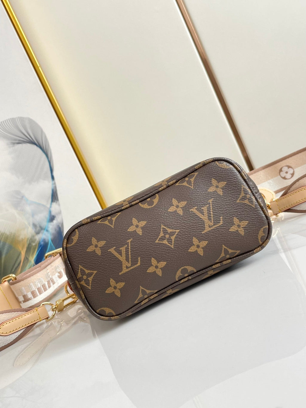 LOUIS VUITTON NEVERFULL BB 24 BROWN MONOGRAM CANVAS AND LEATHER TRIM GOLD HARDWARE