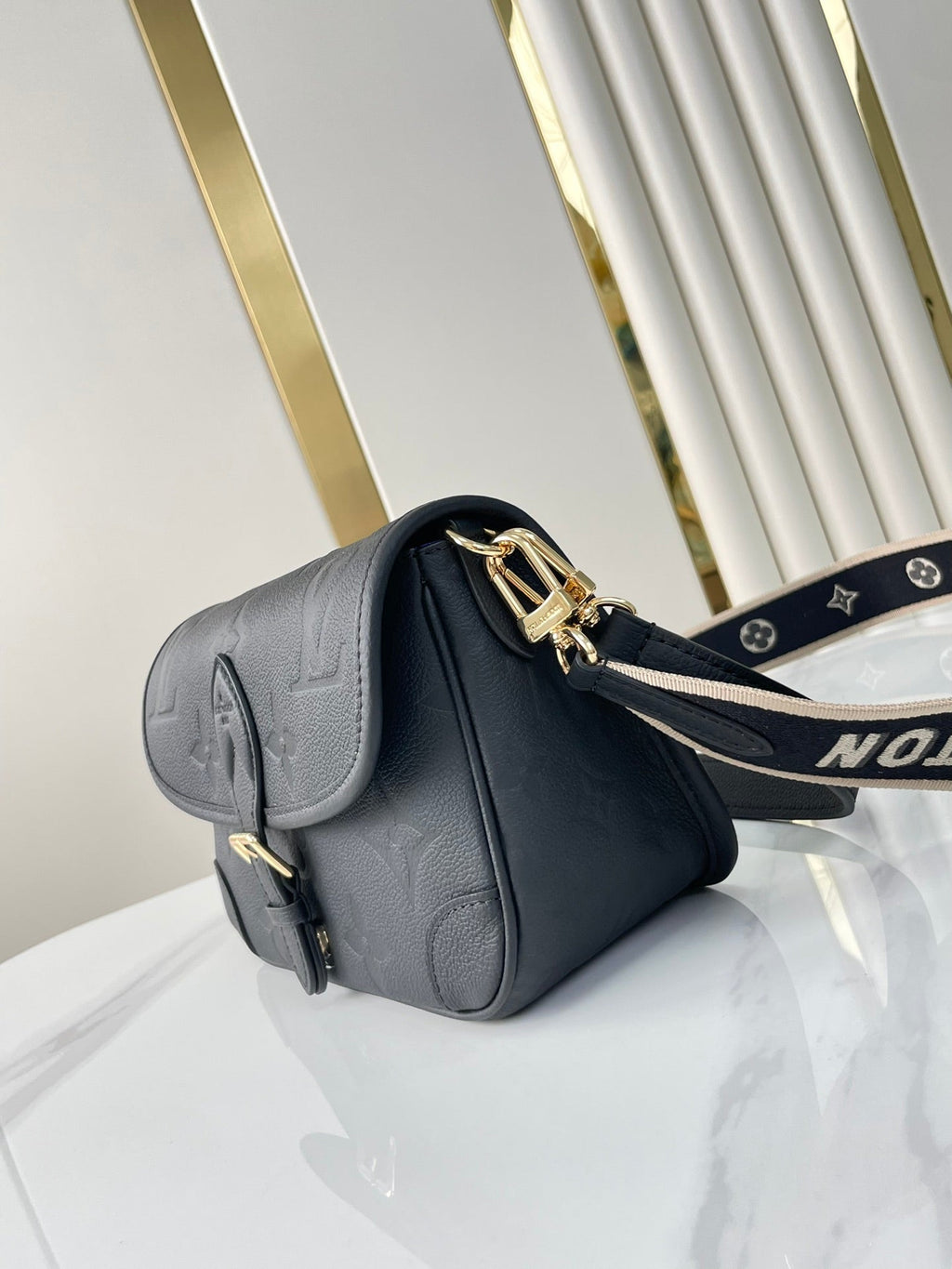 LOUIS VUITTON DIANE 23 IN BLACK MONOGRAM EMPREINTE LEATHER