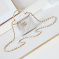 CHANEL 25S MINI VANITY BAG 11 CM IN WHITE LAMBSKIN WITH CRYSTAL-EMBELLISHED  LOGO