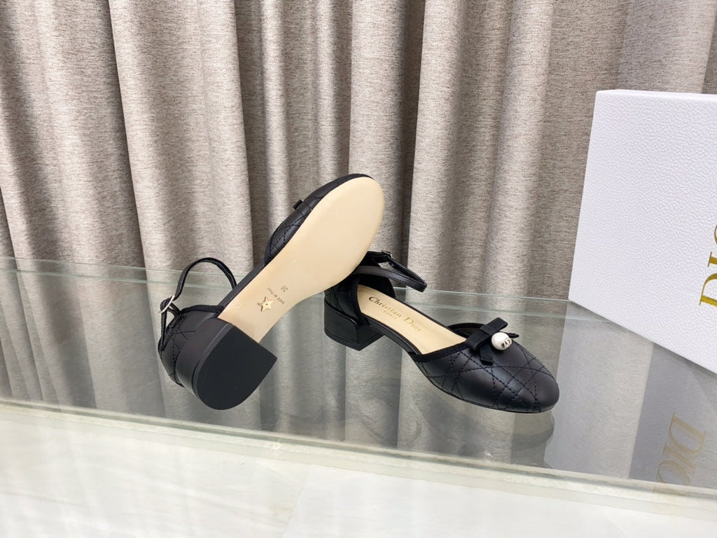 DIOR PEARL MARY JANE PUMP IN BLACK LAMBSKIN 30 MM