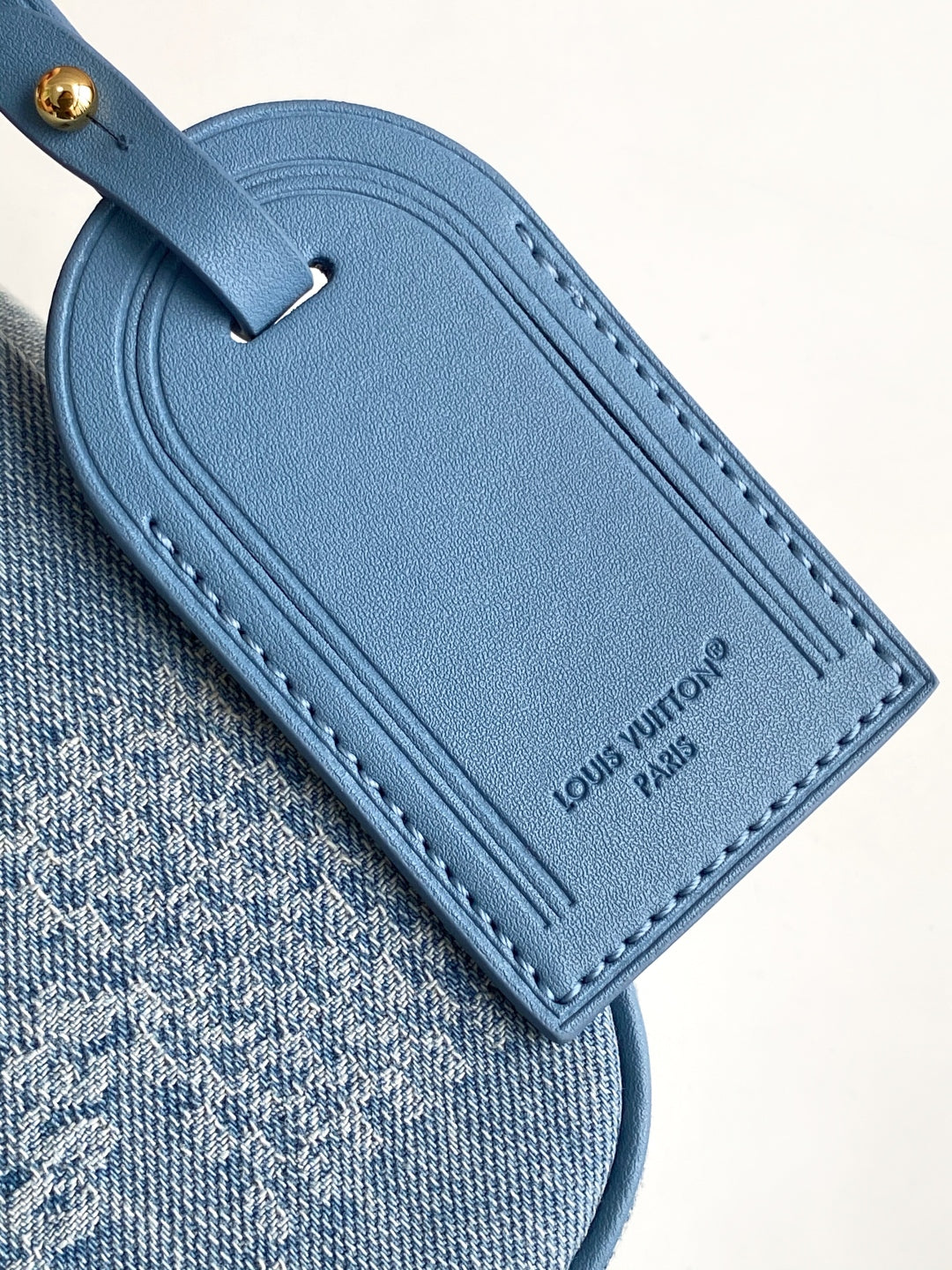 LOUIS VUITTON LV 25S POCHETTE ACCESSORIES XL 28 IN BLUE CANVAS DAMIER DENIM