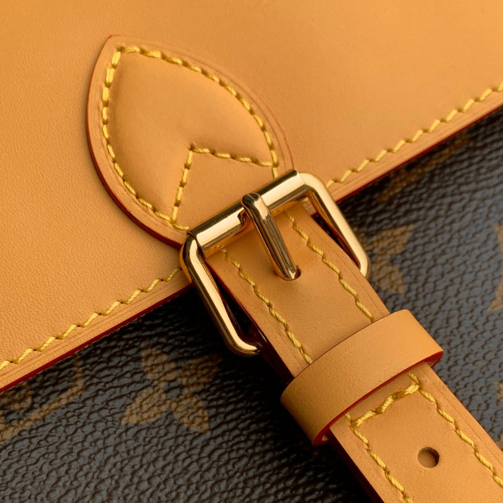 LOUIS VUITTON SOHO MM 32 IN BROWN MONOGRAM COATED CANVAS AND CALFSKIN