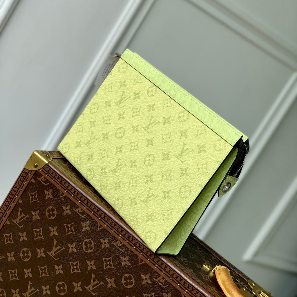 LOUIS VUITTON POCHETTE VOYAGE 26 IN LEMON YELLOW MONOGRAM ECLIPSE CALFSKIN