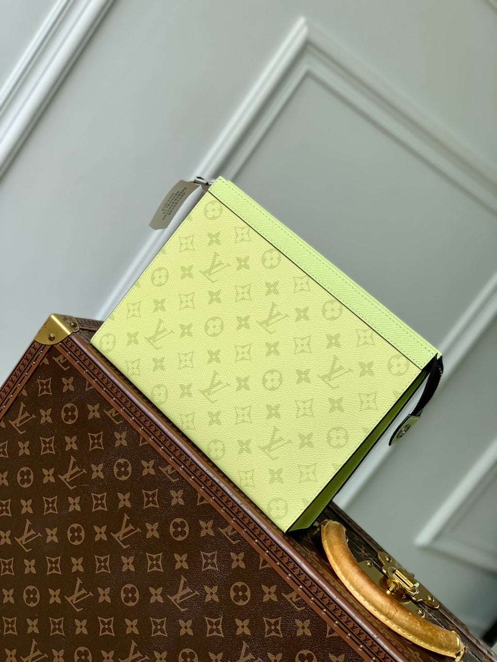 LOUIS VUITTON POCHETTE VOYAGE 26 IN LEMON YELLOW MONOGRAM ECLIPSE CALFSKIN