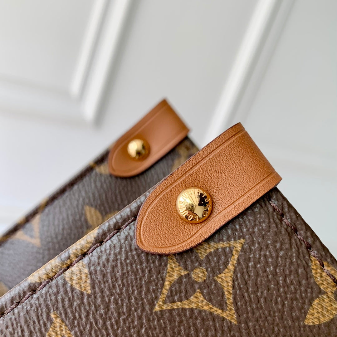 LOUIS VUITTON ONTHEGO ORGANIZER 37 IN BROWN COATED CANVAS AND CALFSKIN