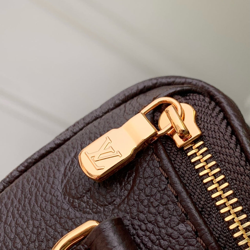 LOUIS VUITTON MINI BUMBAG 17 IN DARK BROWN MONOGRAM EMBOSSED LOGO CALFSKIN