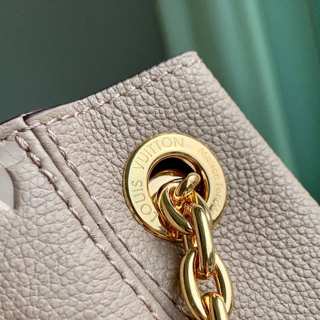 LOUIS VUITTON ANYTIME MM 42 IN TOURTERELLE GRAY MONOGRAM EMPREINTE CALFSKIN GOLD HARDWARE