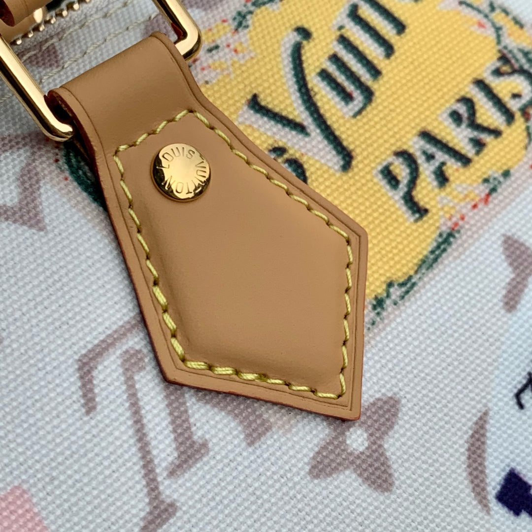 LOUIS VUITTON SPEEDY SOFT 30 IN WHITE MONOGRAM DUNE CANVAS AND CALFSKIN