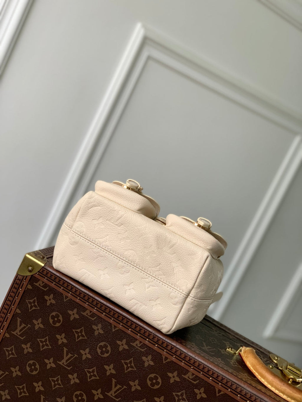 LOUIS VUITTON BACKUP BACKPACK 22 IN CREAM MONOGRAM EMPREINTE LEATHER