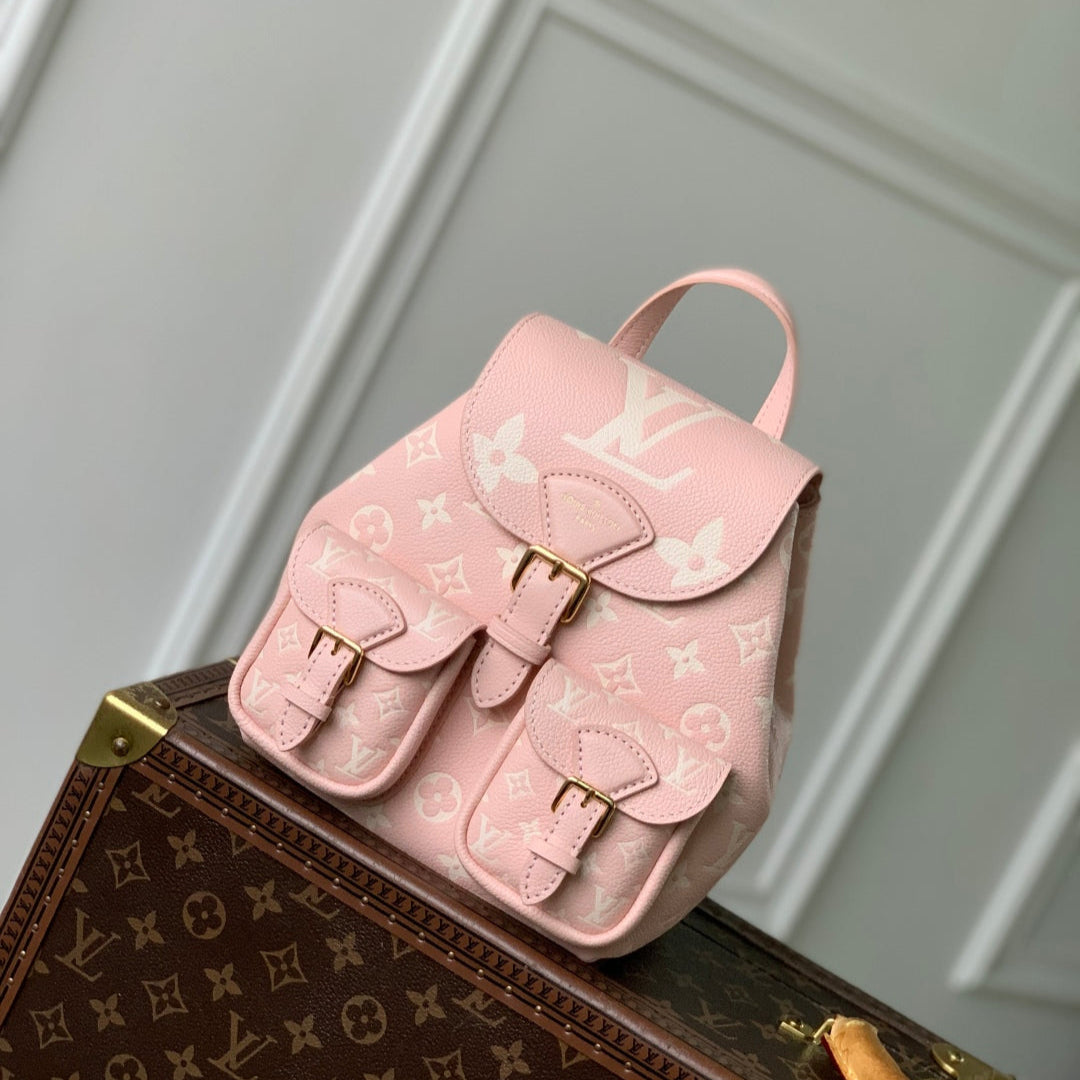 LOUIS VUITTON BACKUP BACKPACK 22 IN LIGHT PINK MONOGRAM EMPREINTE LEATHER
