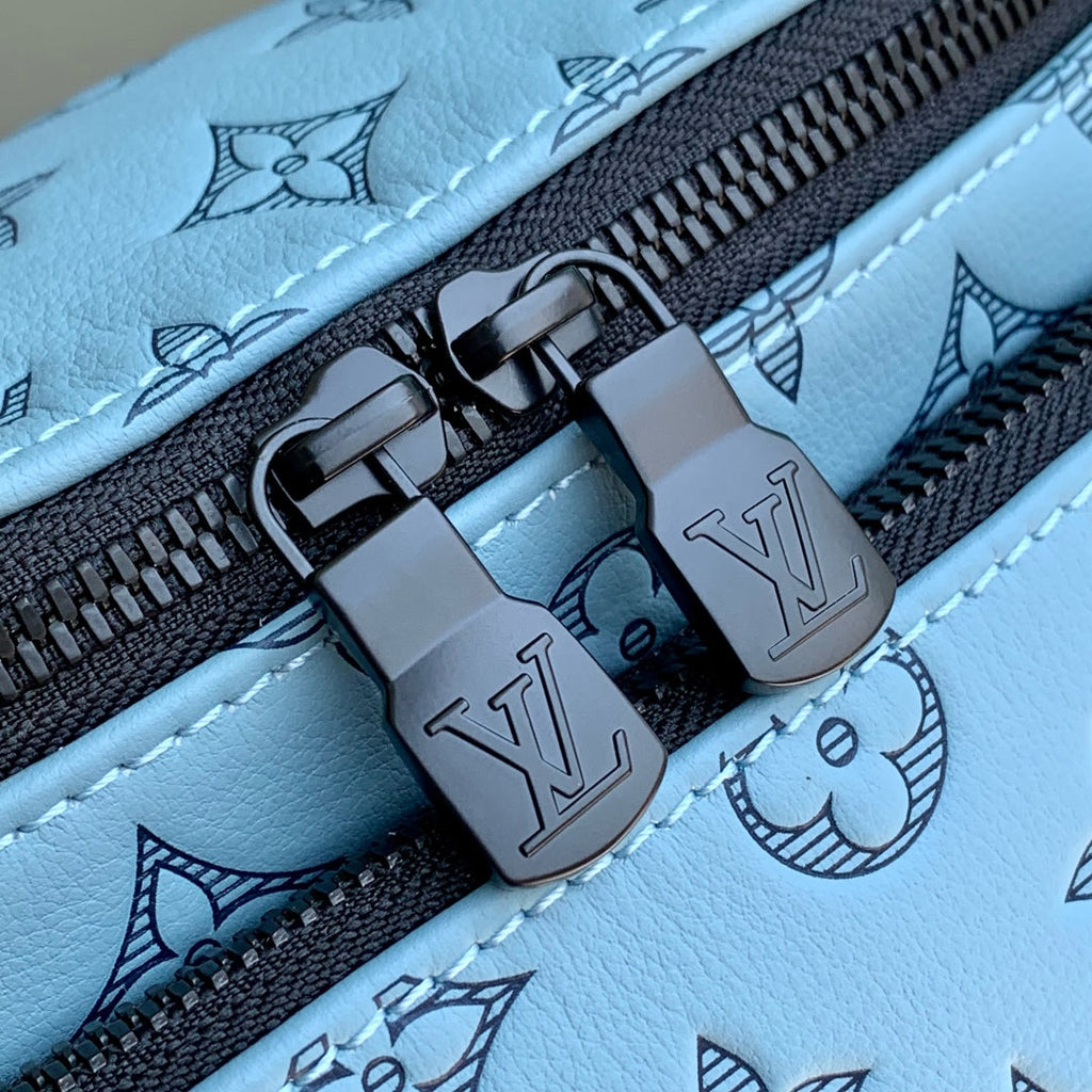 LOUIS VUITTON RUSH BUMBAG 30 IN SKY BLUE MONOGRAM SHADOW CALFSKIN