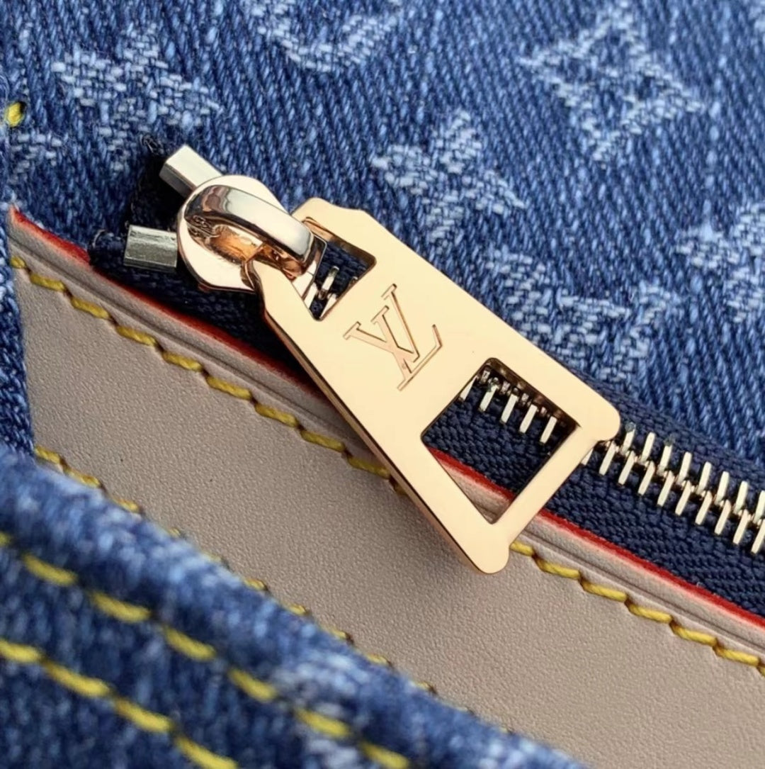 LOUIS VUITTON DIANE 24 IN DENIM BLUE MONOGRAM COWHIDE LEATHER TRIM