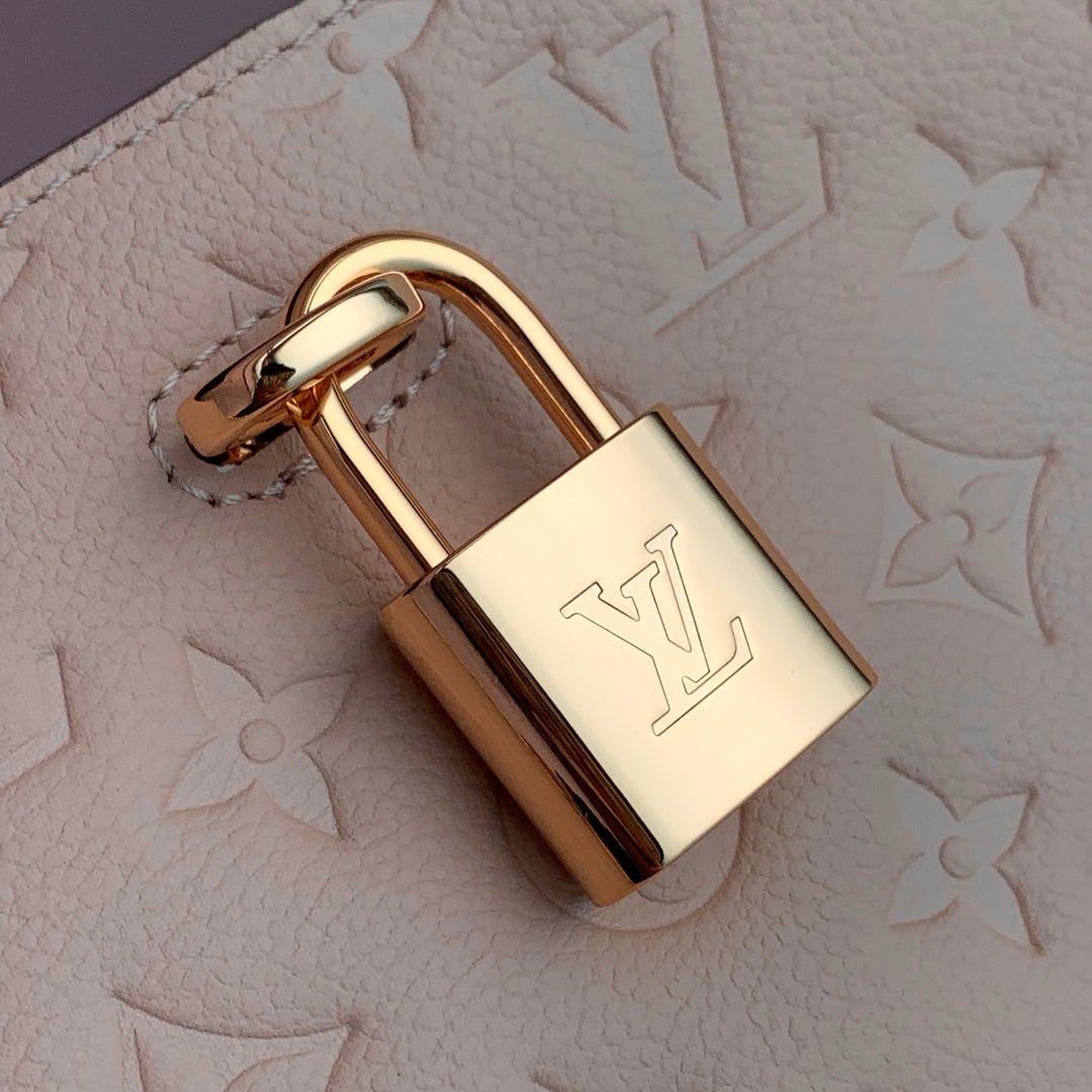 LOUIS VUITTON ANYTIME MM 42 IN NUDE PINK MONOGRAM EMPREINTE CALFSKIN