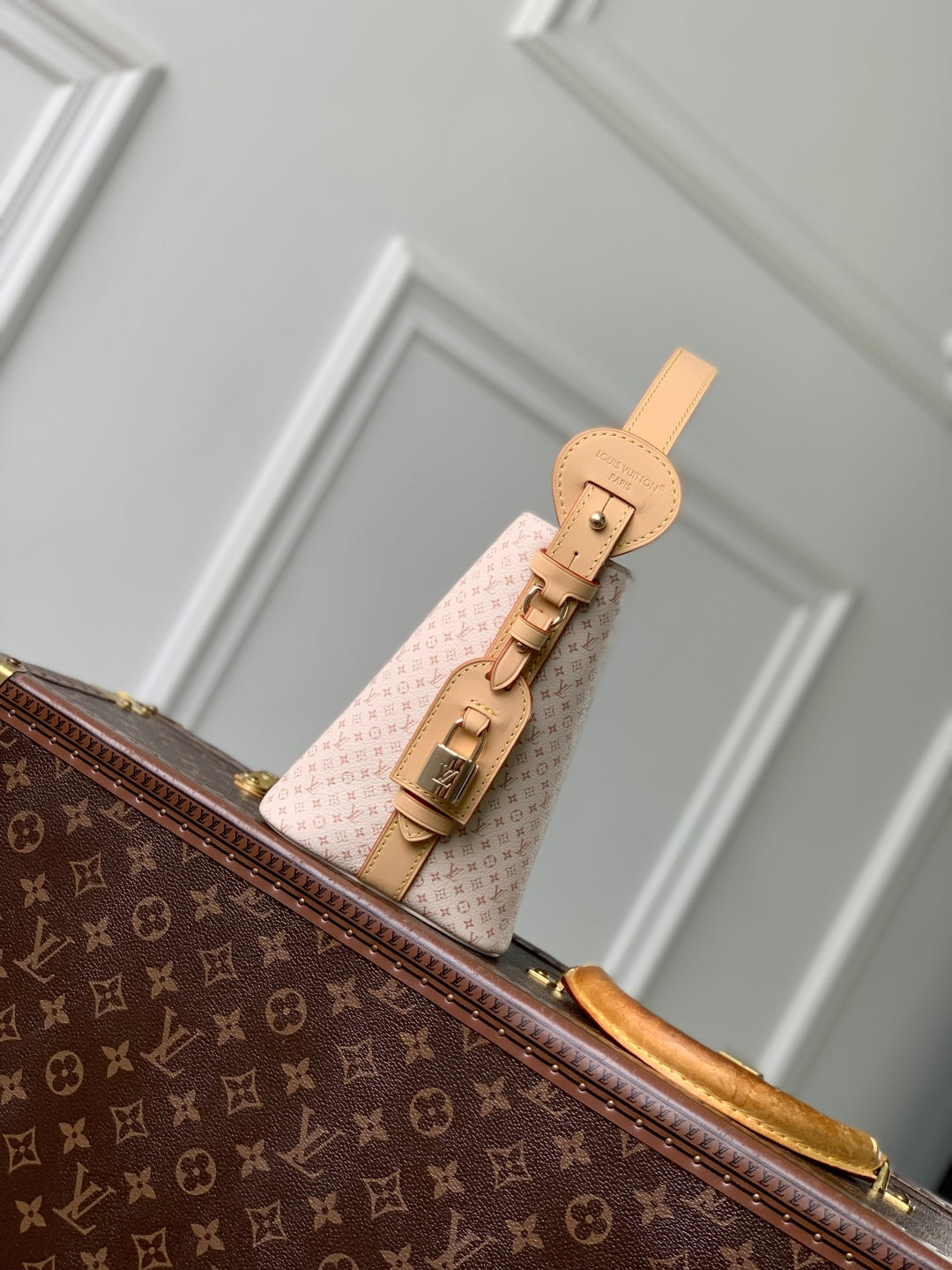 LOUIS VUITTON ROMANCE ALL IN BB 25S 18 IN DUNE MONOGRAM DAMIER CALFSKIN