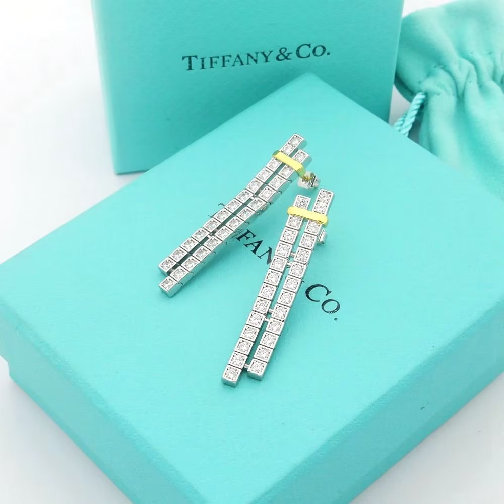 18K Tiffany Edge Drop Earrings