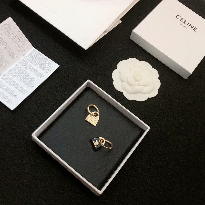 18K Celine Black Bag Gold Earrings
