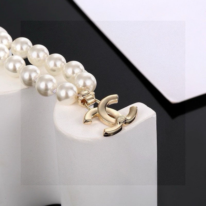 18K  Chanel Pearl Chain Diamond Necklace