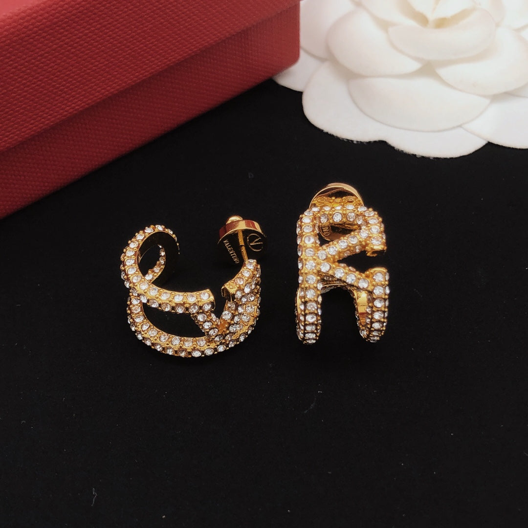 18K Valentino Diamonds Open Earrings