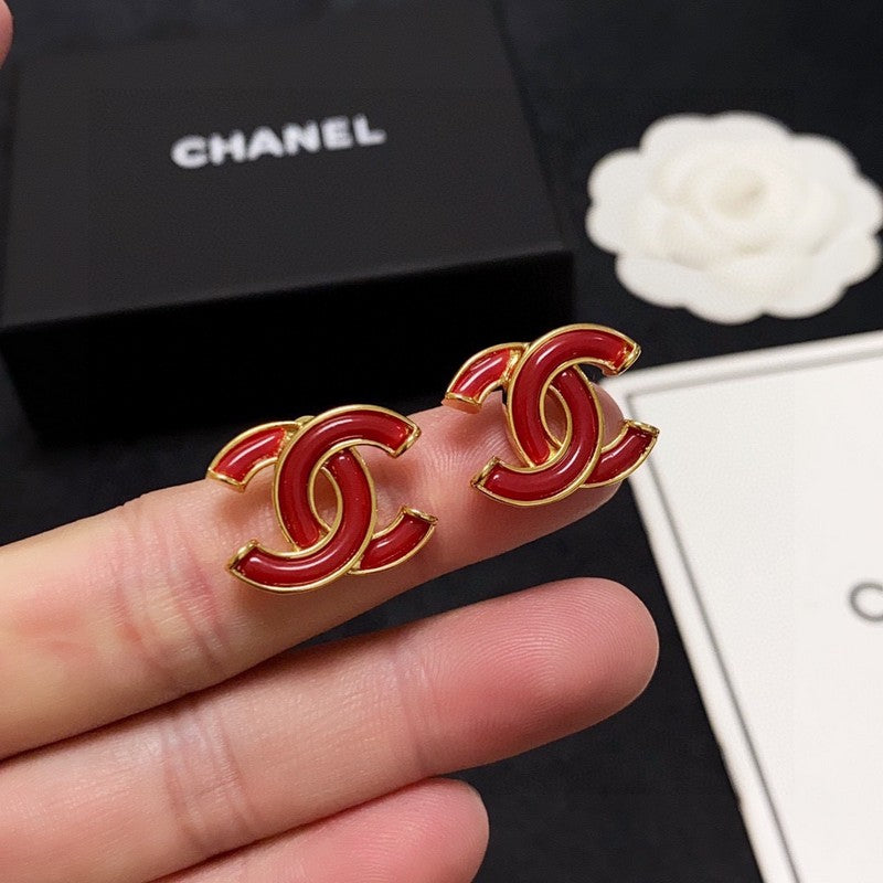 18K  Chanel Red Earrings
