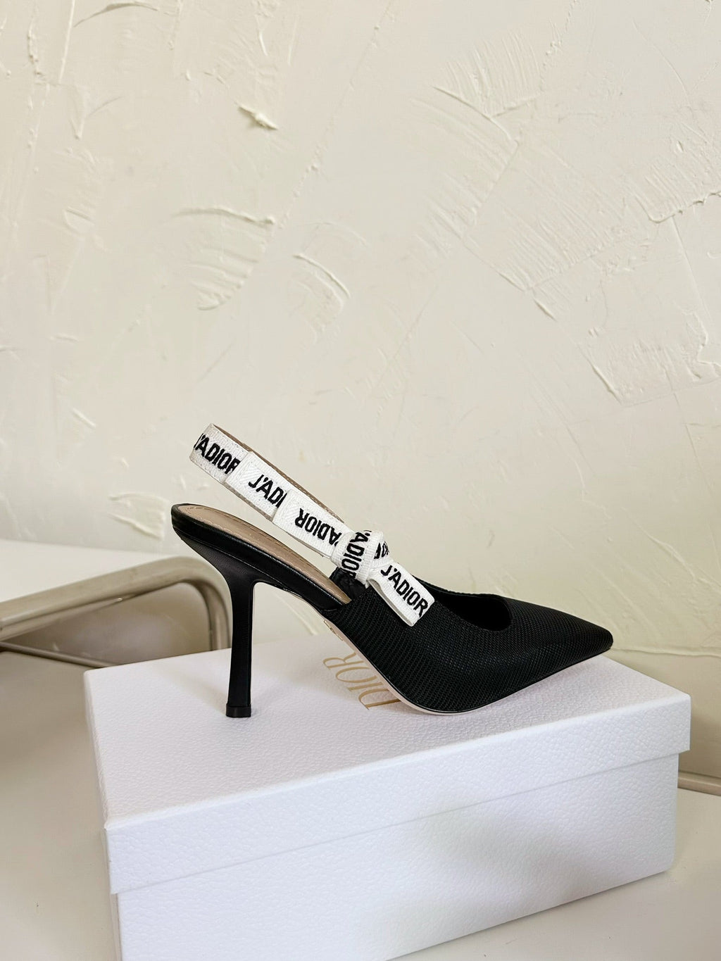 DIOR J'A SLINGBACK PUMP BLACK TECHNICAL FABRIC 10 CM