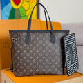 LOUIS VUITTON NEVERFULL INSIDE OUT MM BAG 31 IN BROWN MONOGRAM COATED CANVAS AND CALFSKIN