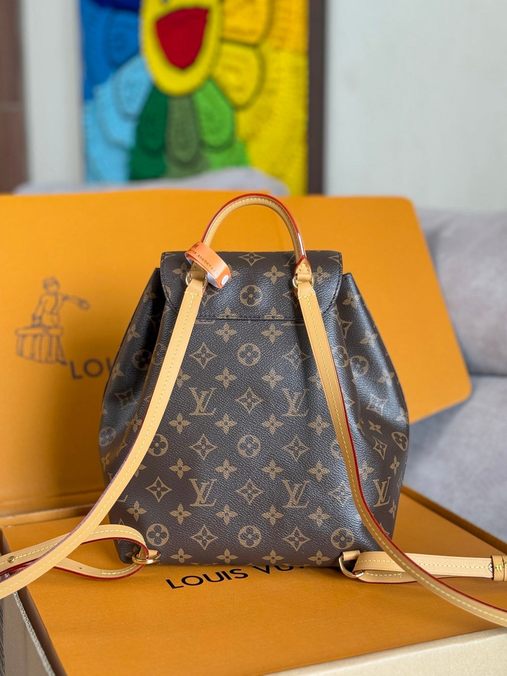 LOUIS VUITTON LV 25S MONTSOURIS 33 IN BROWN MONOGRAM CANVAS LEATHER TRIM GOLD HARDWARE