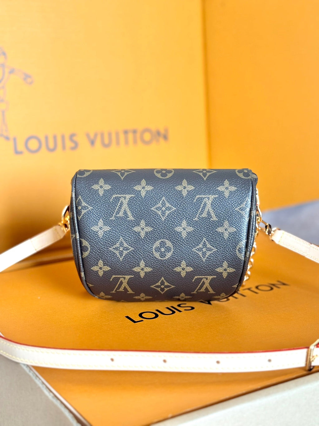 LOUIS VUITTON LV 25S MINI BUMBAG 17 IN BROWN CANVAS MONOGRAM CHERRY PRINT GOLD HARDWARE