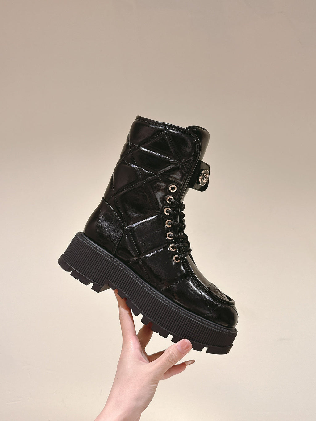 CHANEL MARTIN BOOTS IN BLACK EMBROIDERED CALFSKIN